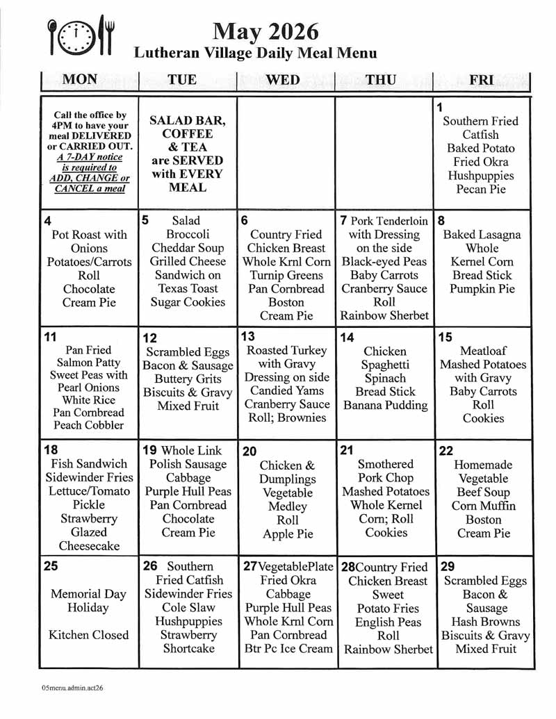 May Menu