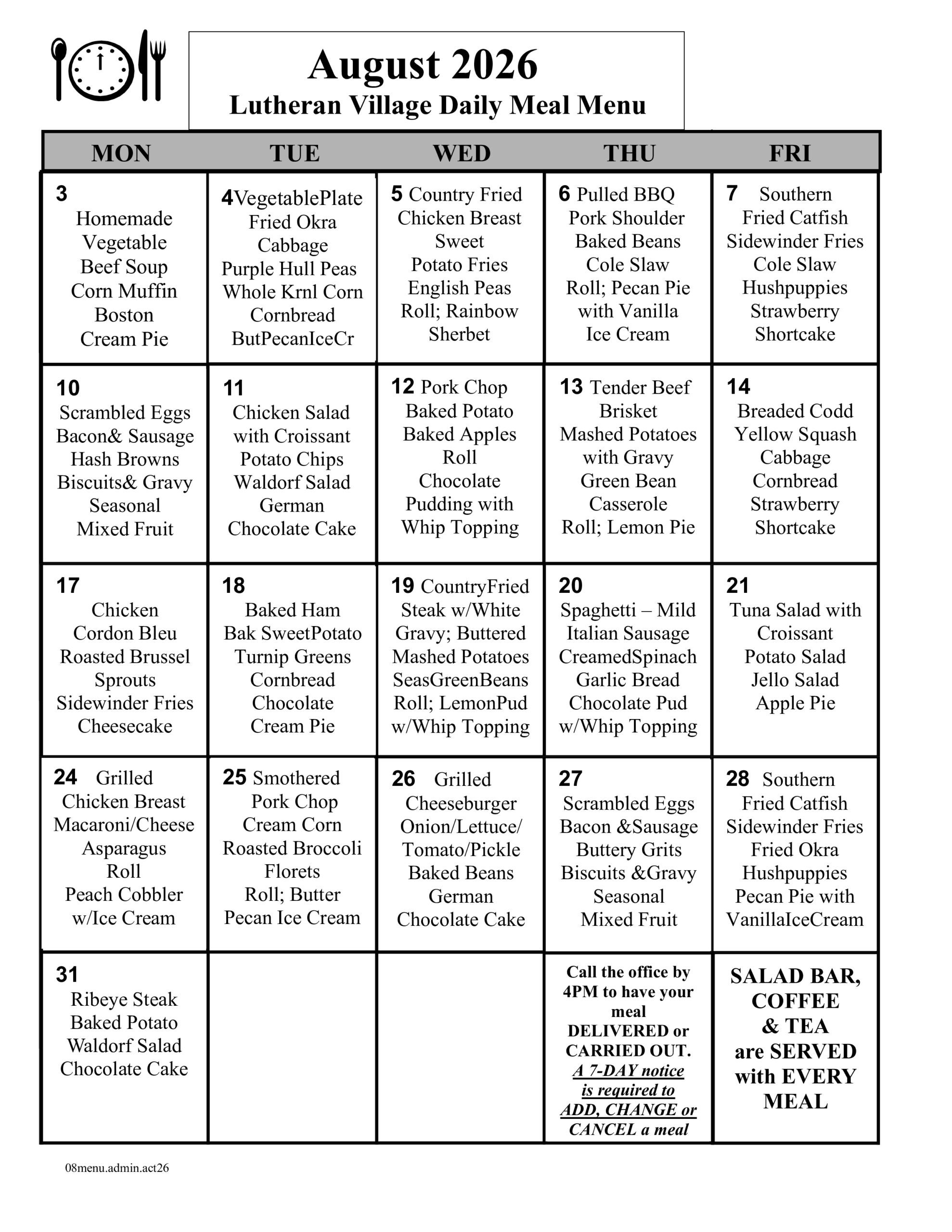 Aug Menu