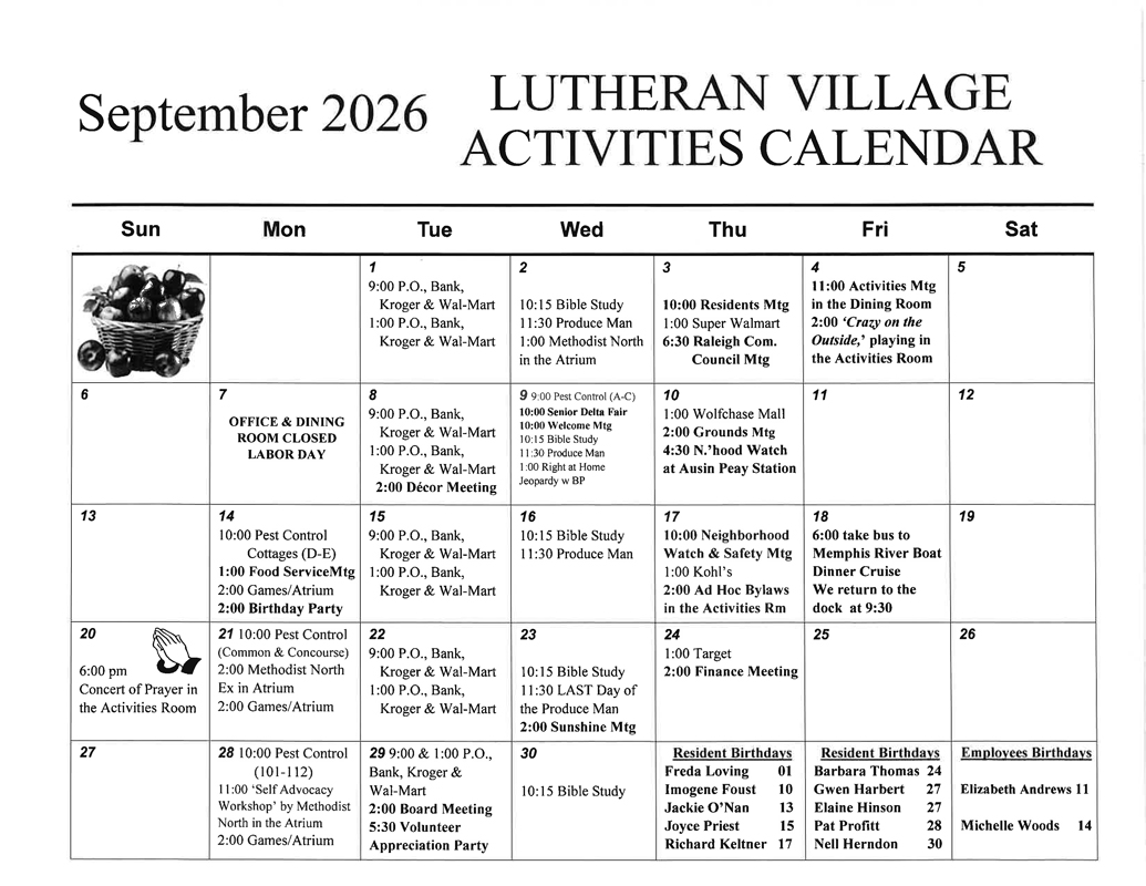 September Calendar